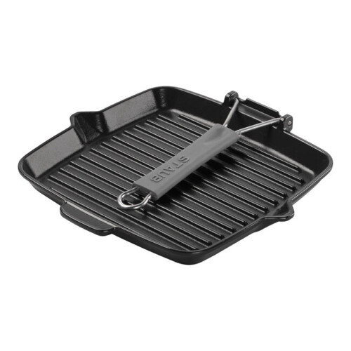STAUB 24cm CAST IRON SQUARE GRILL PAN WITH PURING SPOUT, BLACK 1
