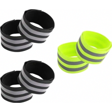 6 Pack Elastic Reflective Bicycle Trouser Clips with Strong Reflector Strips, Hook and Loop Fastening, Leg Protection Cl