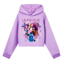 (Purple, 9-10 Years/150cm) Girls Kpop Hoodie Kids HUNTRI/X Sweatshirt Pullover Jumper Top