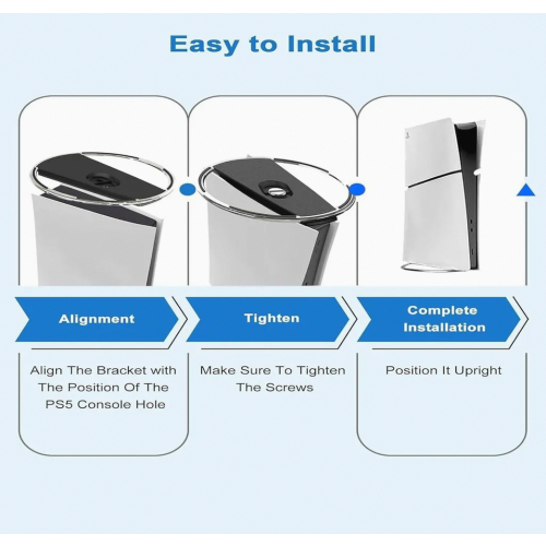 Vertical Stand for PS5 and PS5 Pro Console with Screwdriver, Stable Holder, Space Saving, Easy Assembly 2