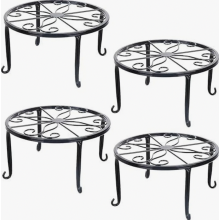 4 Piece Metal Plant Stand for Flower Pots, Black Round Pot Holder for Indoor, Balcony and Garden Decoration