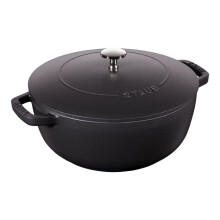 STAUB 24CM ROUND CAST IRON FRENCH OVEN, BLACK