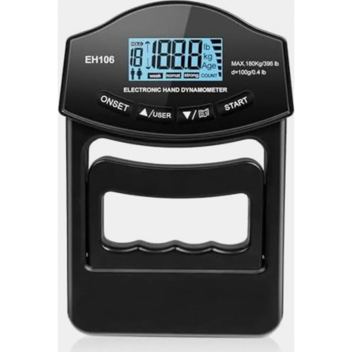 Digital Hand Dynamometer, Electronic Grip Strength Meter, Black Hand Grip Tester with USB Charging Cable for Training an