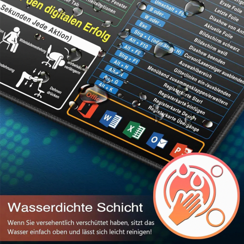 Office and Gaming Mouse Pad with Excel Shortcuts, Non-Slip Desk Mat for Precise Mouse Control, Durable Surface, 400 x 90 2