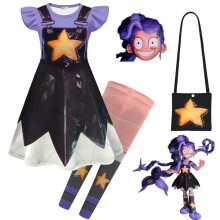 (Dress+Legging+Bag Set, 140/7-8 Years) Kids Girls Poppys Game Time Lily Cosplay Halloween Costume Party Fancy Dress Up