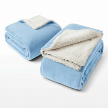 (King Blanket Set, Sky Blue) Set of 2 – Soft Sherpa Fleece Throw Blankets | Cosy Warm Plush Sofa Bed Throws Perfect Family Pack
