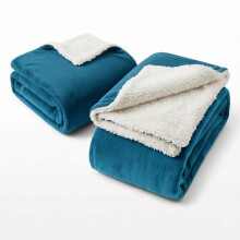 (King Blanket Set, Teal) Set of 2 – Soft Sherpa Fleece Throw Blankets | Cosy Warm Plush Sofa Bed Throws Perfect Family Pack