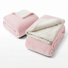 (Double Blanket Set, Pink) Set of 2 – Soft Sherpa Fleece Throw Blankets | Cosy Warm Plush Sofa Bed Throws Perfect Family Pack