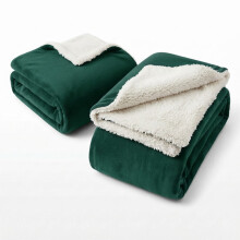 (Super King Blanket Set, Emerald) Set of 2 – Soft Sherpa Fleece Throw Blankets | Cosy Warm Plush Sofa Bed Throws Perfect Family Pack