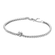 (Style T) Women's Silver Tone Round Halo Cubic Zirconia Pendant Necklace, Delicate Link Chain Sparkling CZ Jewellery for Ladies