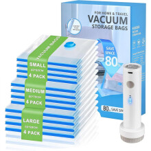 12 Pack Vacuum Storage Bags with Electric Pump Travel Compression Storage Set