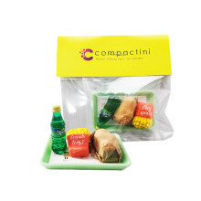Compactini Miniature Model Scale Set Dollhouse Accessories Fast Food Miniature Burger, Chicken, Soda Bottle (To Go Set K)