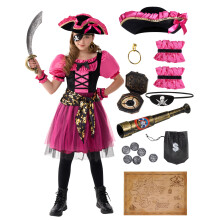 Costumi di Halloween Spooktacular Creations per ragazze, costume da pirata per bambini, abito magenta per feste di Halloween
