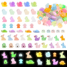 LOKIPA 50PCS Luminous Mini Resin Animals, Glow in The Dark Miniature Figurines Tiny Little Animals Garden Decor Micro Landscape Fairy Dollhouse Orname