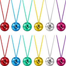 Hicarer 12 Pcs Colliers Boules Disco Miroir Couleur Assortie Costume FĂŞte Halloween