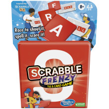 Scrabble Frenzy Tegel- en Kaartspel, Snel Spel voor Gezinnen en Kinderen vanaf 8 Jaar, Makkelijk te Leren voor 2-4 Spelers