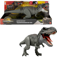 Mattel Jurassic World Rebirth Power Devour Tyrannosaurus Rex Dinosaur Figur mit Zunge für ständigen Biss, Lichter & Geräusche