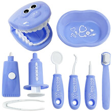 9-teiliges Zahnarzt Rollenspielset für Kinder, Zahnmodell, Zahnbürste, Spiegel, Spritze, Zahnpasta, Werkzeuge