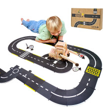 Jovi-mindly &Notchies 39 Pieces Cardboard Road Puzzle Car Track Flexible Race Track for Kids Car Truck/Kids Travel Toys/Stem Toys Activities for Ages