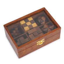 Ajuny Houten Puzzelset (6 Spellen) Breinbreker voor Tieners en Volwassenen