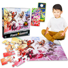 Power Rangers Floor Puzzle for Kids Set - Bundle with 36 Piece Floor Puzzle Plus Stickers, More | Power Rangers Jigsaw Puzzles for Kids Ages 4-8