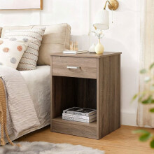 Nachtkastje hout - 40x40x61,2 cm - 1 lade + niche - Afwerking natuurlijk eiken - Scandinavische stijl