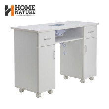 Nageltafel met Stofafzuigsysteem - 2 Lades - 2 Kasten - Rust - op Wielen met Rem (Wit)