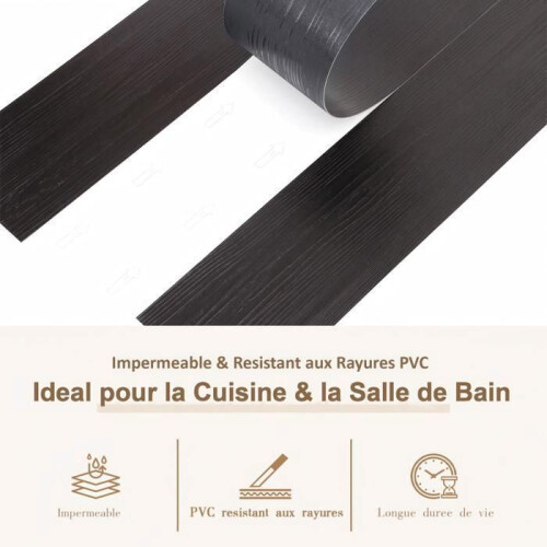 Losas de PVC autoadhesivas - Imitación madera - Impermeables - 5,02 m² (36 pcs) - Negro 2