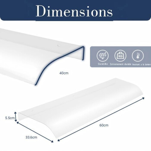 Auvent de porte - 60x40 cm - Polycarbonate transparent - Résistant UV - Facile à installer 1