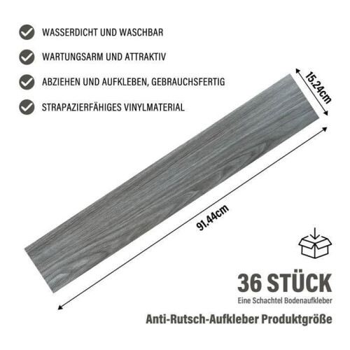 Selbstklebender PVC-Bodenbelag - HOME NATURE WOHNKONZEPT - Hellgrau - 5,02 m² (36 Stück) - Holzoptik - Wasserfest 1