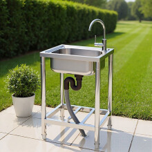 KÜCHENSPÜLE - Küchenwaschbecken mit Edelstahlarmatur Silber 1 Becken - Edelstahl 304 - Freistehend - Tiefe Becken 50x40x80 cm