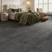 PVC-vloerbedekking - Zelfklevende tegels met steenlook - Zwart-grijze textuur - 36 stuks (5 m²) - 5 lagen UV