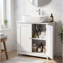 Onderkast voor wastafel - 60x30x60 cm - Sifon uitsparing - 2 deuren - Glanzend witte afwerking