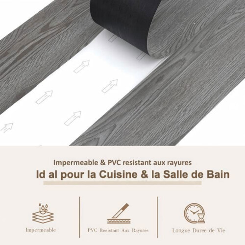 Losas autoadhesivas de PVC - HOME NATURE WOHNKONZEPT - Imitación madera - Gris oscuro - 5,02 m² (36 pcs) - Impermeable 1