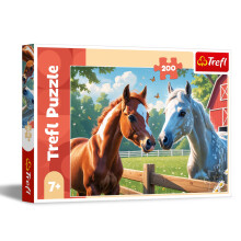 Trefl - Pferde auf der Wiese - 200 Teile Puzzle - Farbenfrohes Puzzle mit Tieren für Kinder ab 7 Jahren