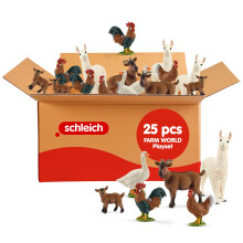 Schleich Farm World - 25 PC Farm Animal Playset - Realistic Barnyard Animal Bundle with Roosters, Hens, Goats and Geese - Educational Toys for Kids 3+