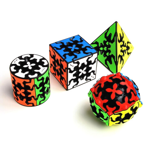 SUN-WAY Speed Cube Set, 3x3 Gear Cube, Cylinder, Pyramid en Ball, 4 Stuks