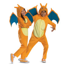 Disguise Pokemon Charizard Costume for Kids, Official Charizard Pokemon Hooded Jumpsuit, Child Size (10-12)