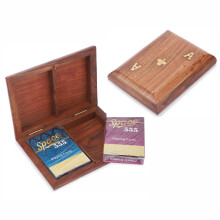 Boîte de rangement en bois Ajuny pour cartes à jouer double étage avec 2 jeux de cartes