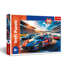 Trefl - Voiture de Course Rapide - Puzzle de 100 Pièces - Jigsaw avec Véhicules, Divertissement Créatif pour Enfants 5 Ans et Plus