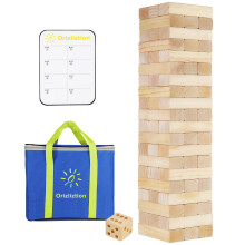 Orizliztion Kipp-Turmspiel, Außen Spiele für Erwachsene & Kinder, Über 3,3 FT 60 PCS Premium Holz Stapelspiel