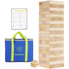 Orizliztion Riesen Wurf Turm Spiel, Outdoor Spiele für Erwachsene & Kinder, Über 4,3 FT 60 PCS Premium Holz Stapelspiele mit Tragetasche