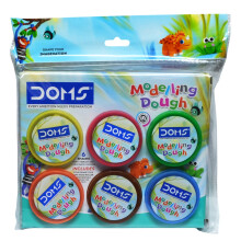 Doms Plastilina 6 Colores (150 G) | Segura y No Tóxica | Para Manualidades | Actividad Infantil | 6 Colores con 4 Juguetes y Rodillo