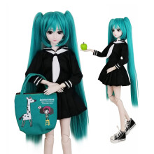 EVA BJD 1/3 SD Puppe 24" Gelenkpuppen Geschenk +Makeup +Vollset Schuluniform Mädchen Grüne Haare