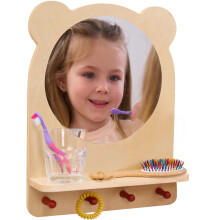 ODOXIA Toddler Self Care Station | Montessori Shelf with Hooks and Mirror | Montessori Bathroom Station | Mirror with Shelf and Hooks | Bathroom Organ