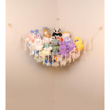 Hamac ou Filet de Rangement pour Peluches, Grand Filet à Jouets, Macramé fait main, Organisateur Boho