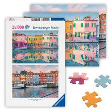Ravensburger - Grecia e Italia - 2 puzzle da 1000 pezzi - Immagini mozzafiato di case collinari