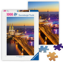 Ravensburger - Stralend Keulen, Duitsland - 1000 Stukjes Puzzel - Nacht Skyline - Levendige Kleuren - Perfect Cadeau