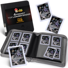 FunGuys Toploader Binder - 4 Fickors Trading Card Binder för 128 Top Loaders