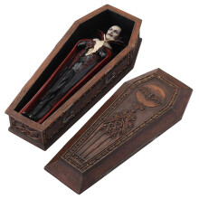 Figurine de collection classique de vampire 8 1/4 po avec cercueil peint à la main de Dracula